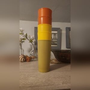VTG 70s Set 5 Tupperware 16oz Tumbler Cups Harvest Yellow Green Orange Lg 1348